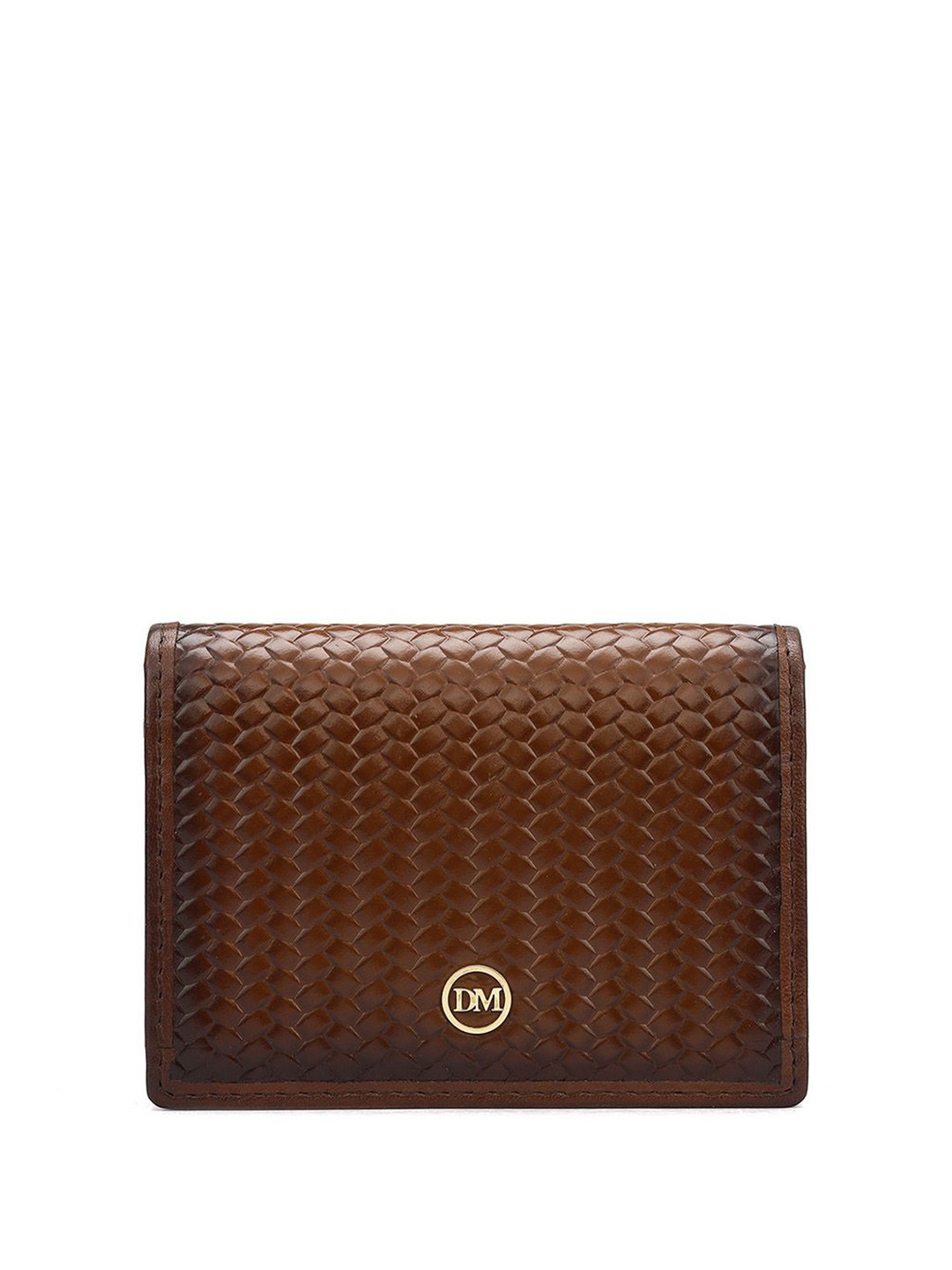 

Da Milano Unisex Textured Leather Two Fold Wallet, Brown