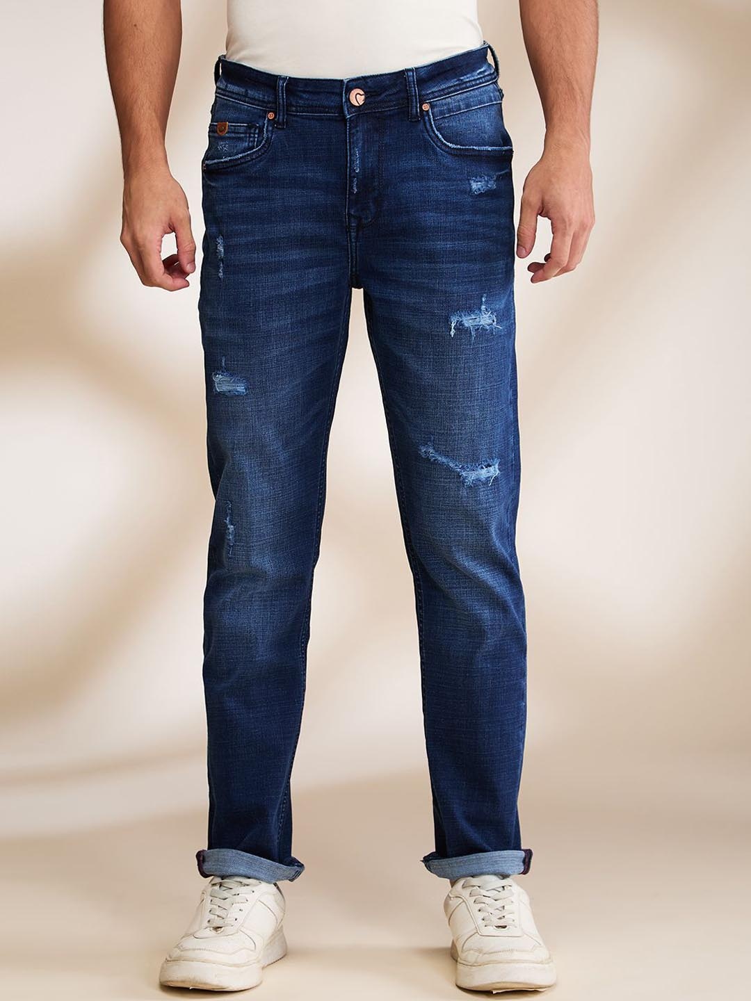 

Being Human Men Mid-Rise Mildly Distress Jeans, Black