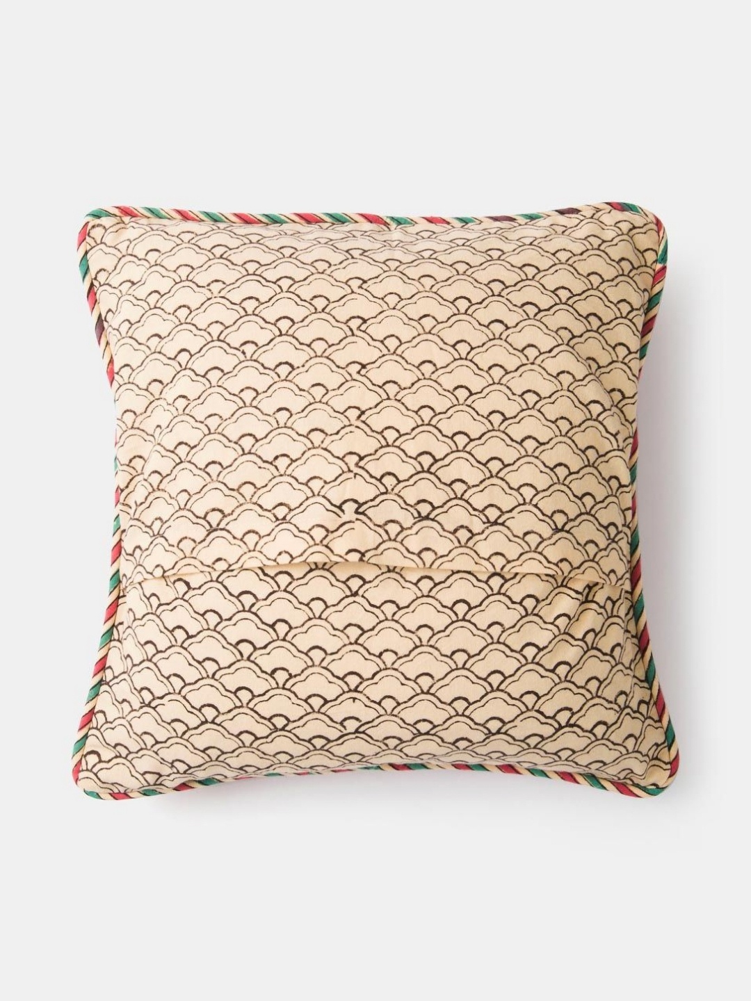 

Fabindia Paro Pink & Green Geometric Printed Cotton Square Cushion Cover