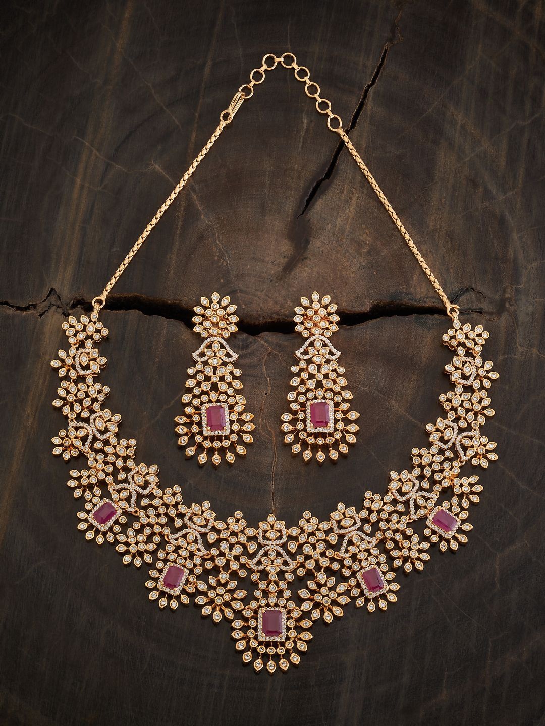 

Kushal's Fashion Jewellery Gold-Plated Cubic Zirconia Studded Jewellery Set