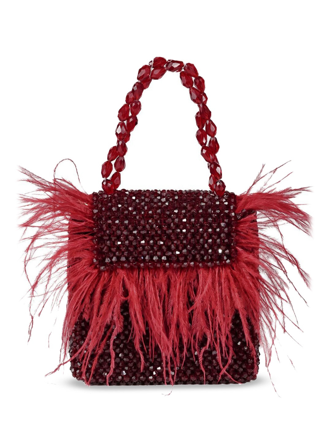 

House of Kosha Women Embellished Structured Handheld Bag, Maroon
