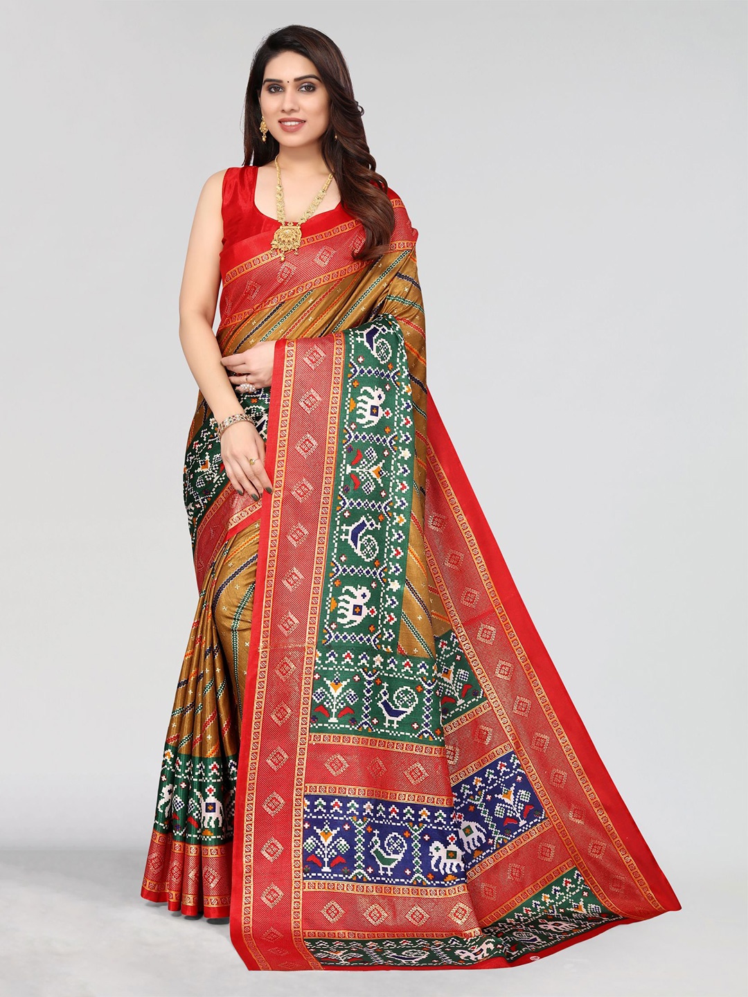 

VIRICA Striped Saree, Brown