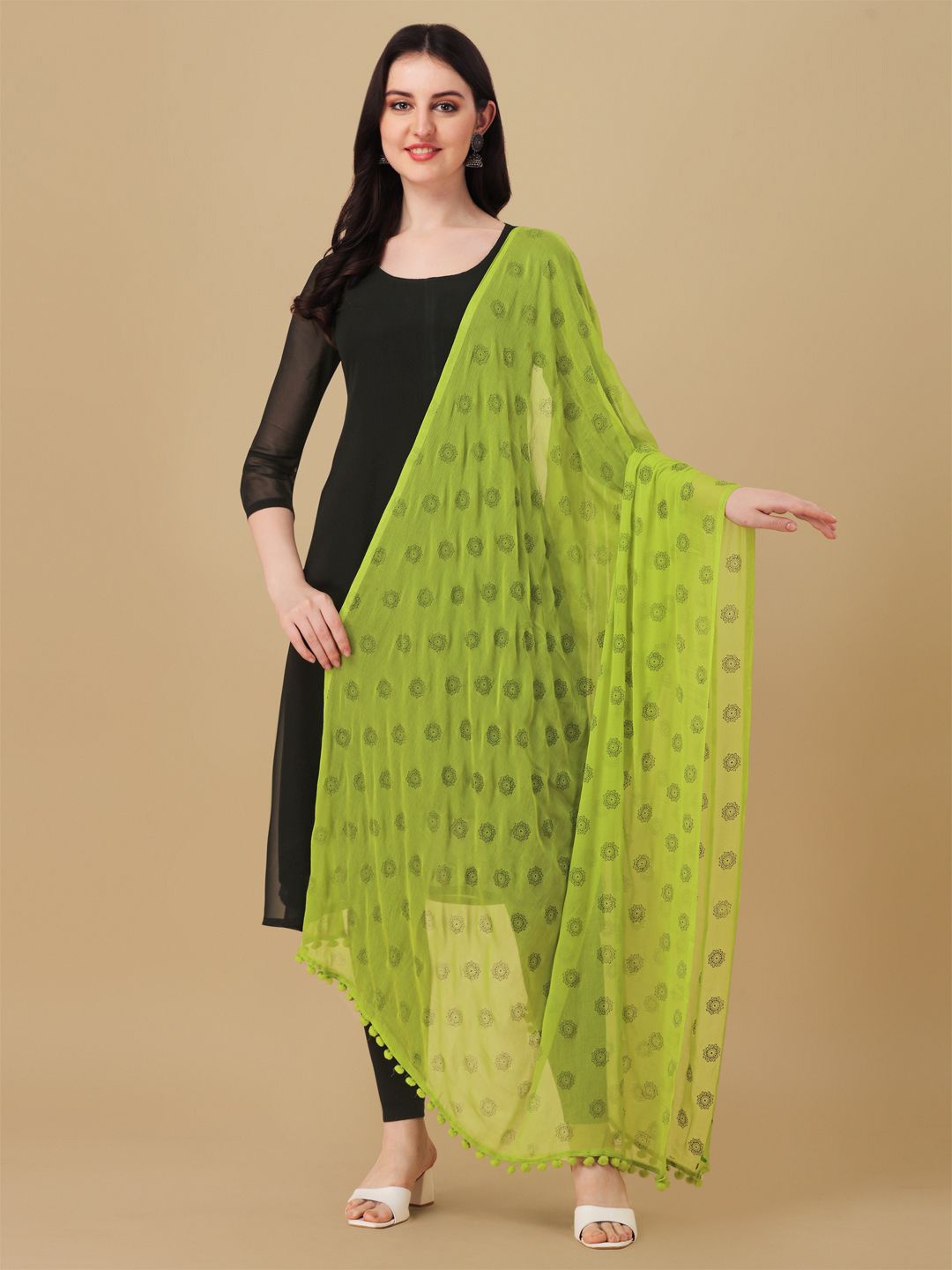 

Suha Floral Printed Dupatta, Green