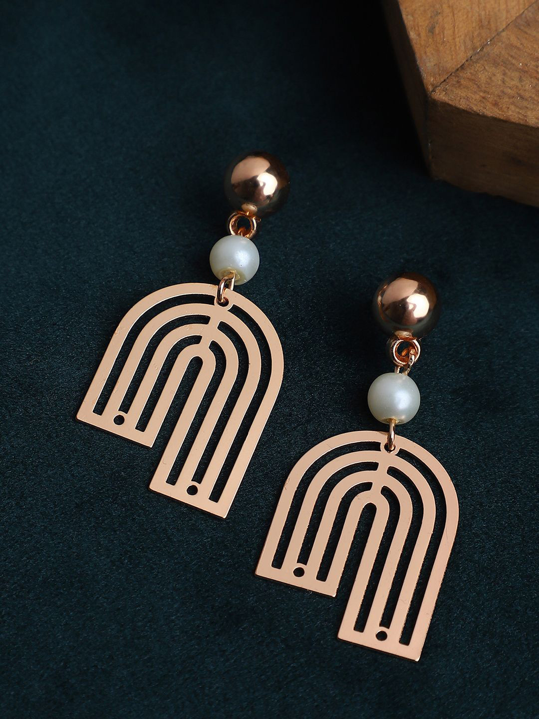 

ELLE Gold-Plated Artificial Beaded Contemporary Drop Earrings