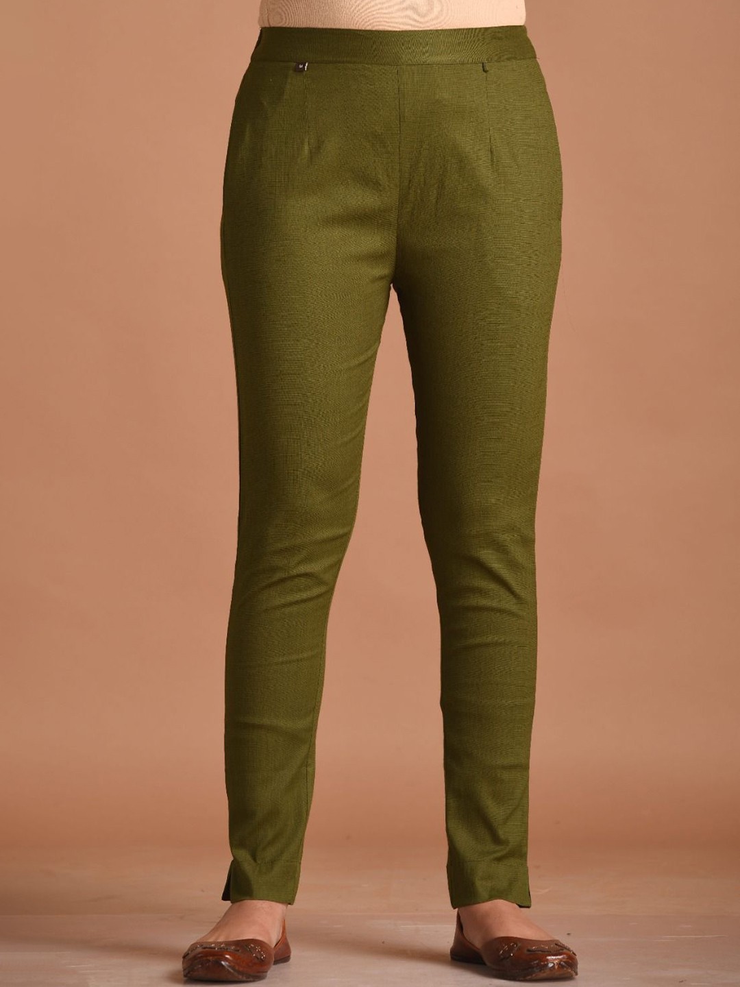 

Cloth Bites Women Easy Wash Mid-Rise Trousers, Olive
