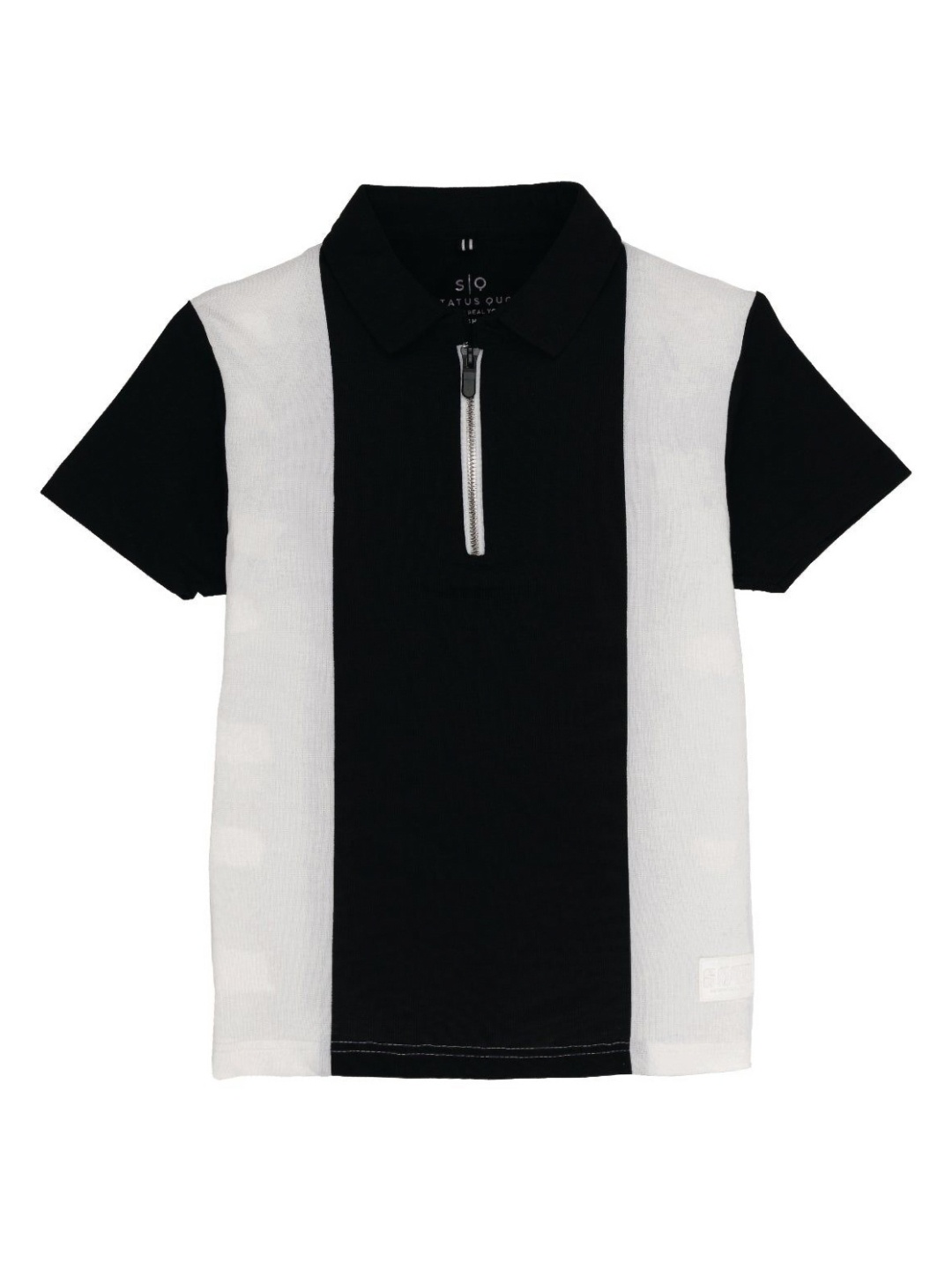 

Status Quo Boys Colourblocked Polo Collar Cotton T-shirt, Black