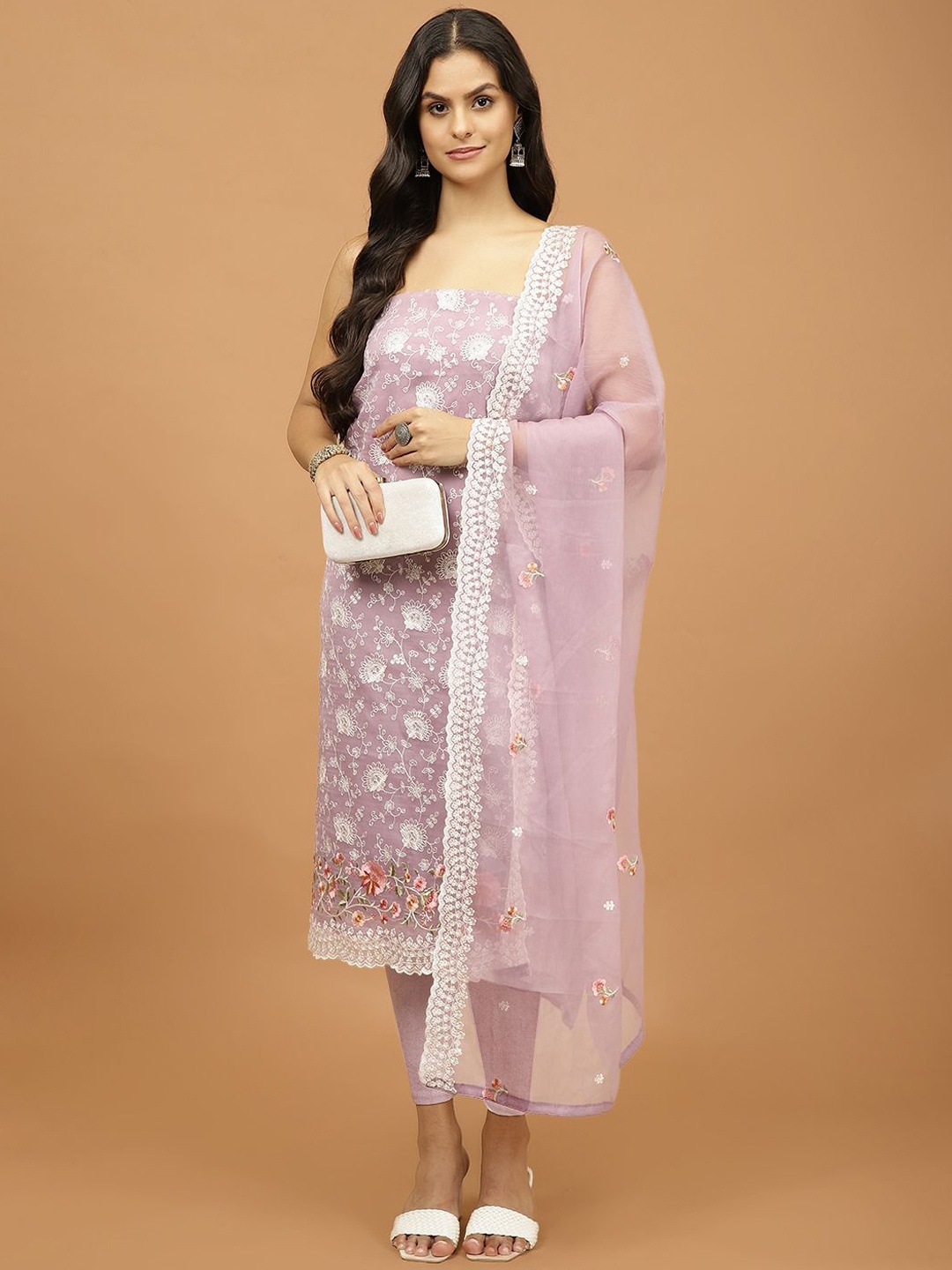 

Meena Bazaar Embroidered Unstitched Dress Material, Purple
