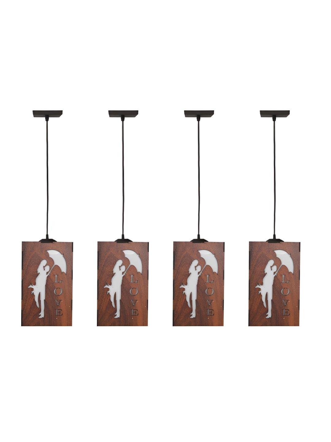 

Afast Black & Brown 4 Pieces Textured Wooden Rectangle Ceiling Lamp