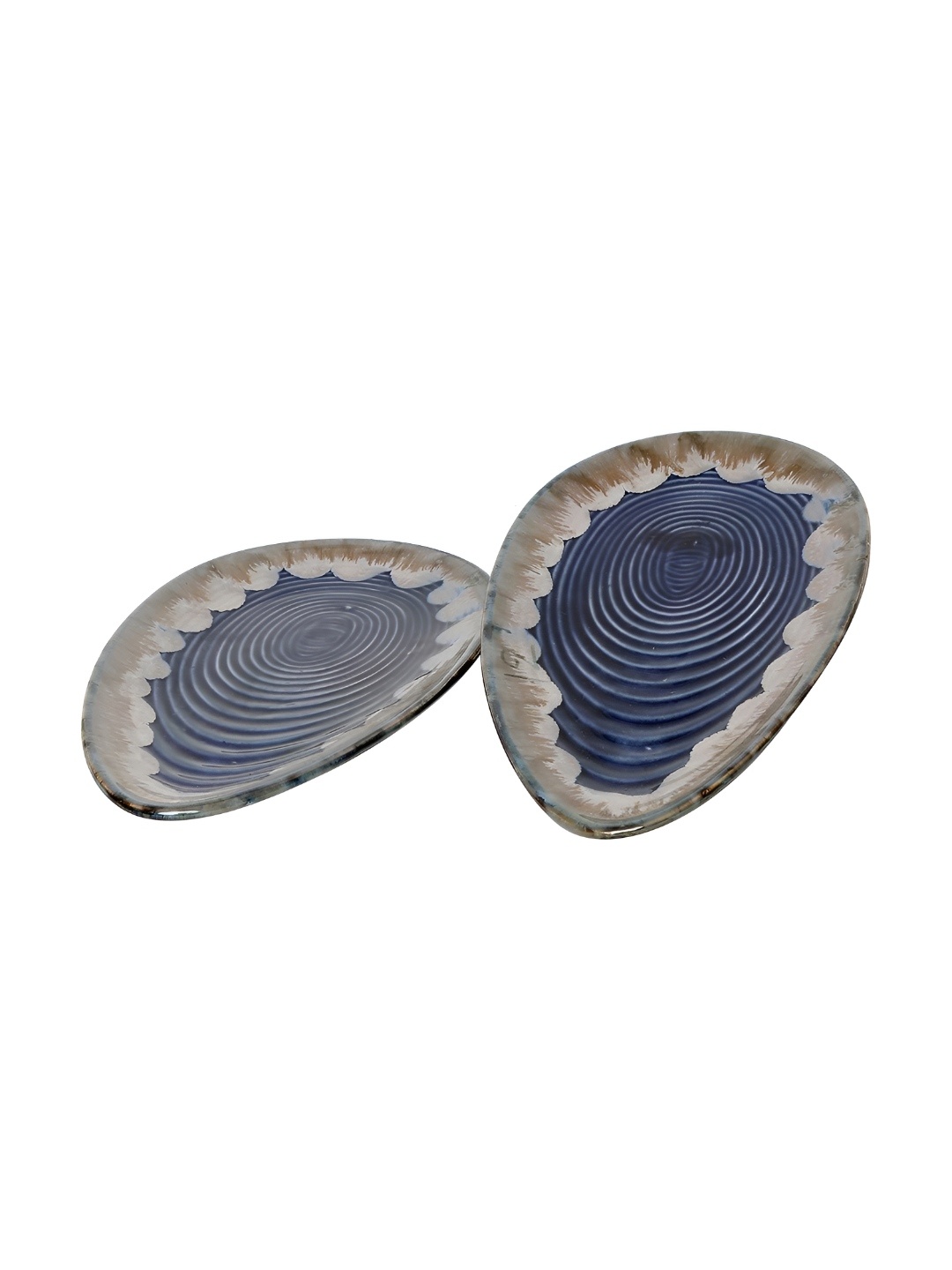 

AMALAFIEE CERAMICS Brown & Blue Printed Ceramic Food Platter