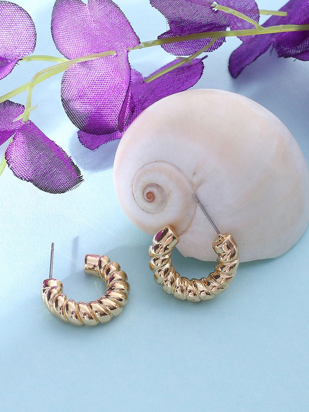 

ELLE Gold-Plated Contemporary Half Hoop Earrings
