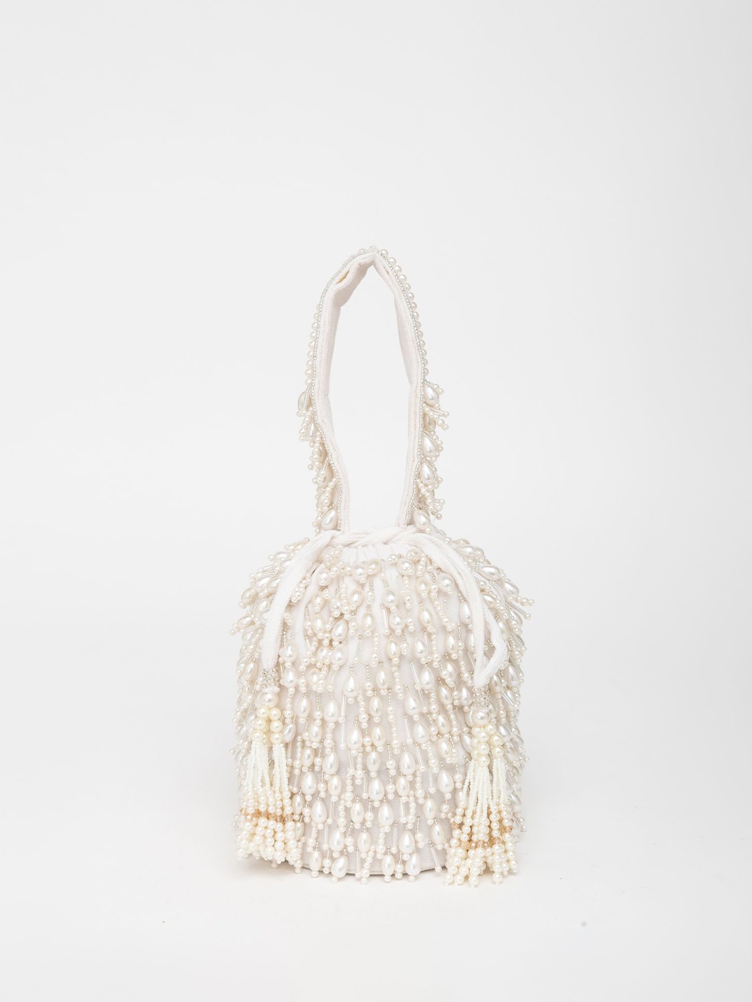 

EENA Veda Embroidered Potli Clutch, White