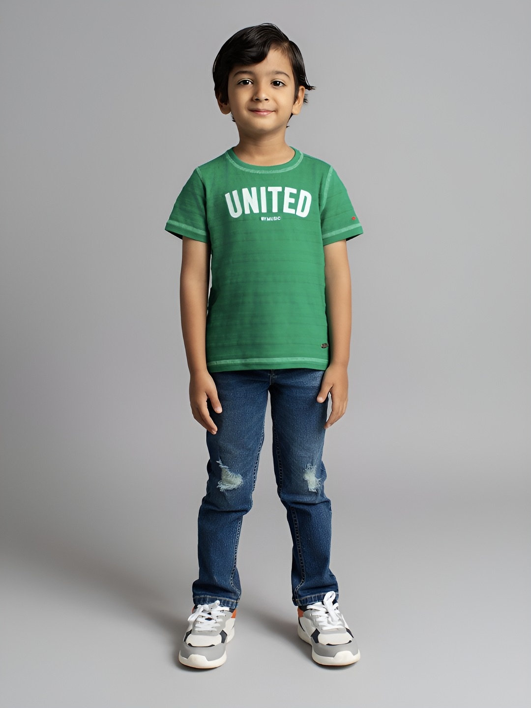 

Ed-a-Mamma Boys Bio Finish Typography Printed Round Neck Cotton T-shirt, Green