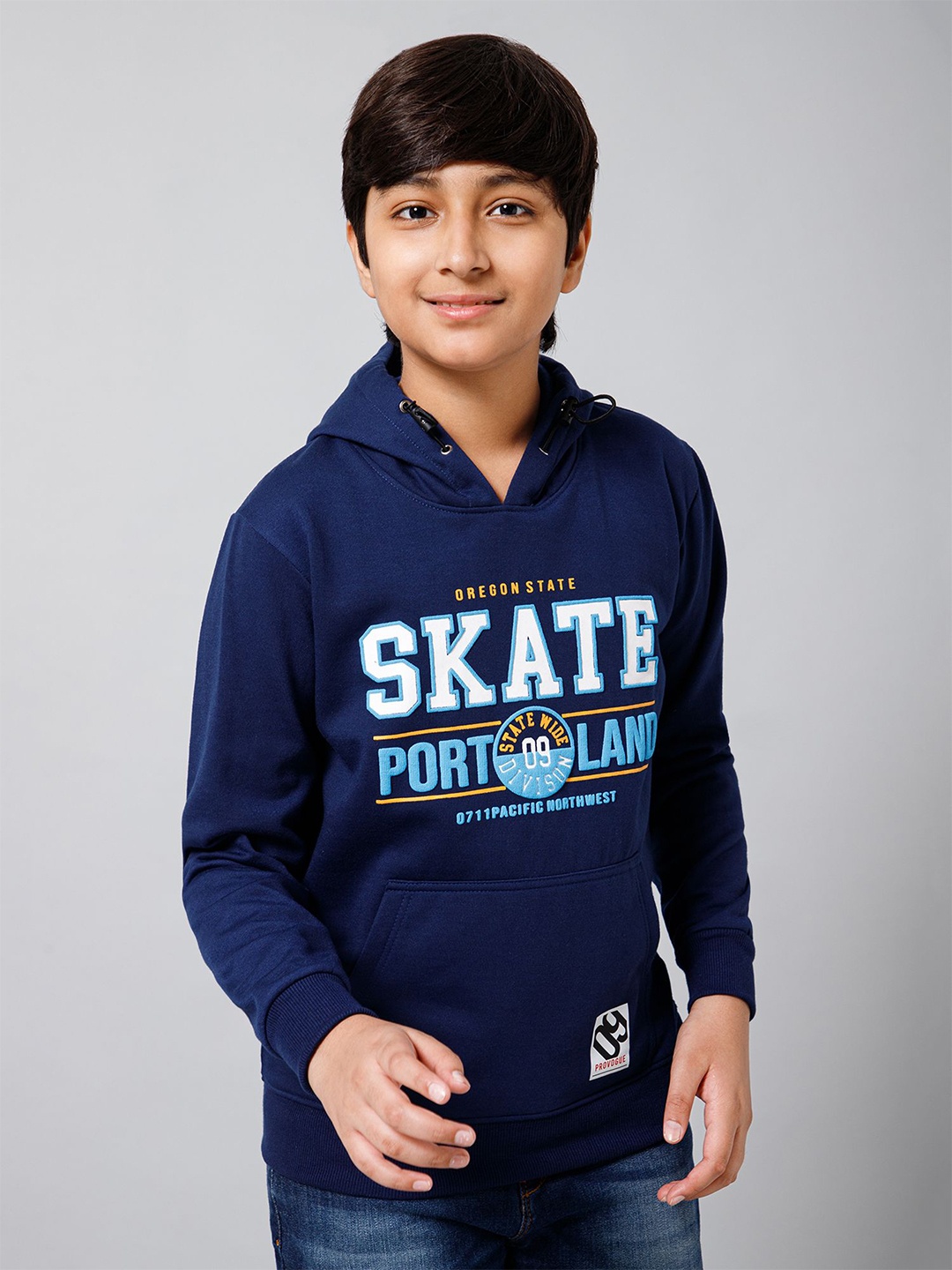 

Provogue Boys Printed Hooded Sweatshirt, Blue