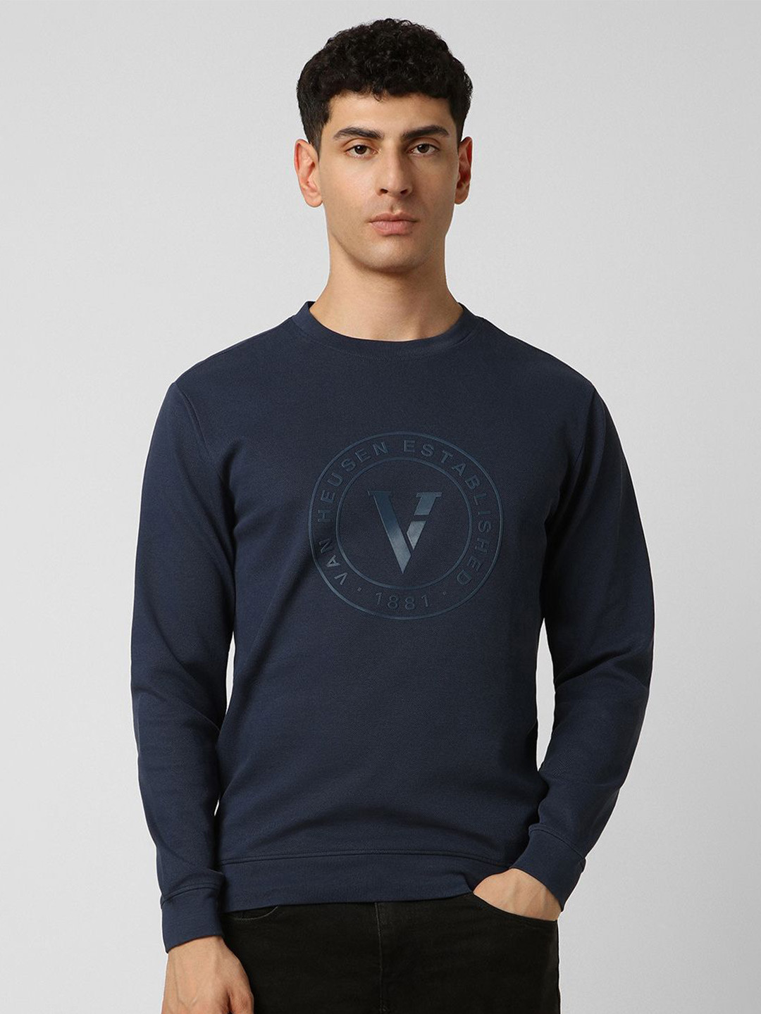 

Van Heusen Sport Men Brand Logo Printed Cotton Sweatshirt, Navy blue