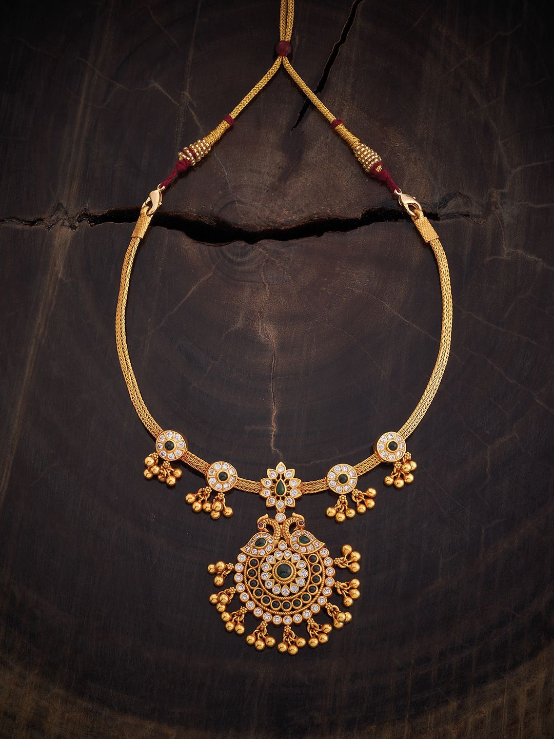 

Kushal's Fashion Jewellery 92.5 Pure Silver Gold-Plated Temple Necklace