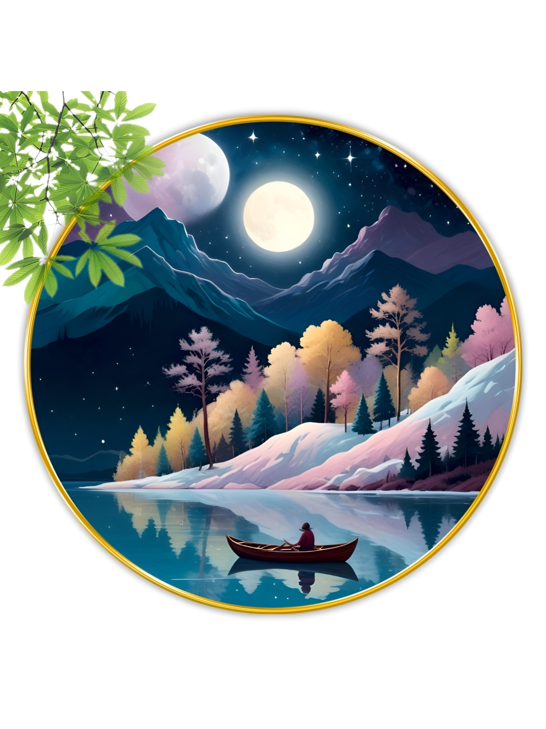 

SAF Blue & Black Nature Theme Wooden Rounded Wall Paintings