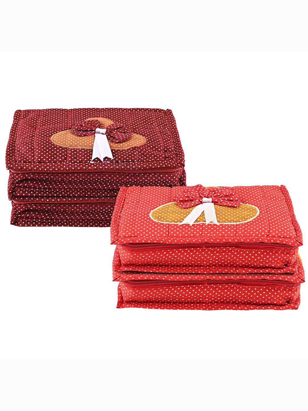 

Kuber Industries Maroon & Red 4 Pieces Printed Jewellery Organisers