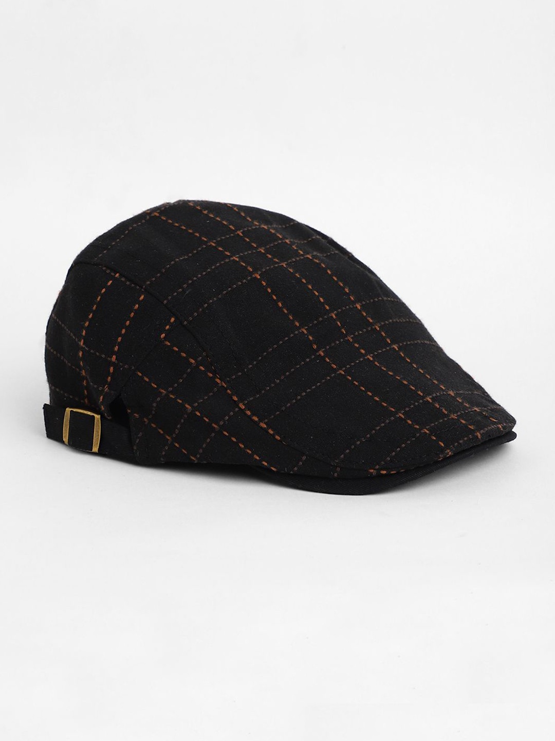 

French Accent Men Embroidered Checked Baseball Cap, Black