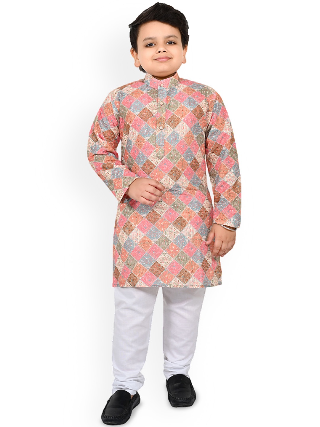 

Arshia Fashions Boys Ethnic Motifs Printed Regular Straight Kurta with Pyjamas, Pink