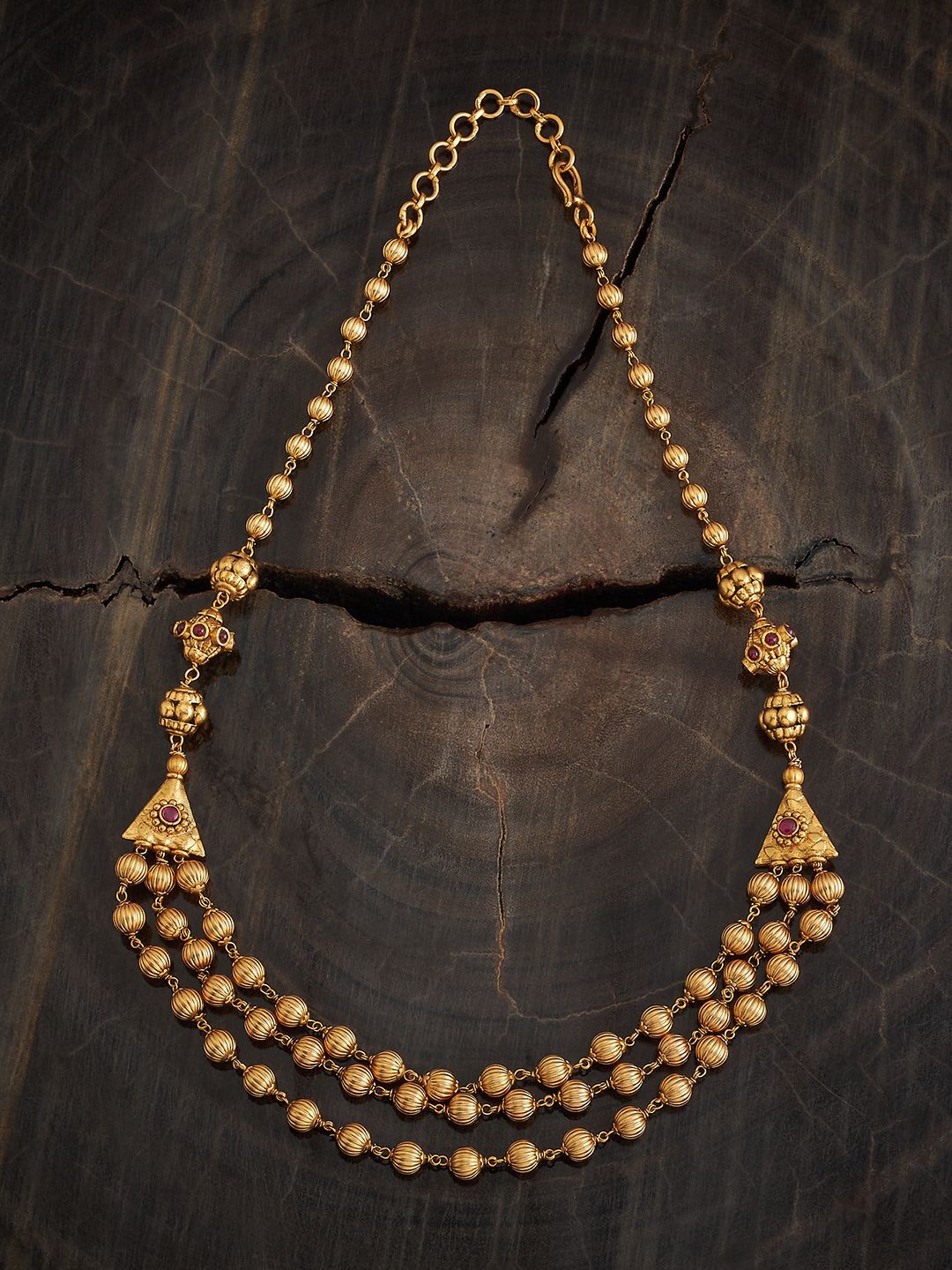 

Kushal's Fashion Jewellery Gold-Plated Stone Studded Antique Necklace