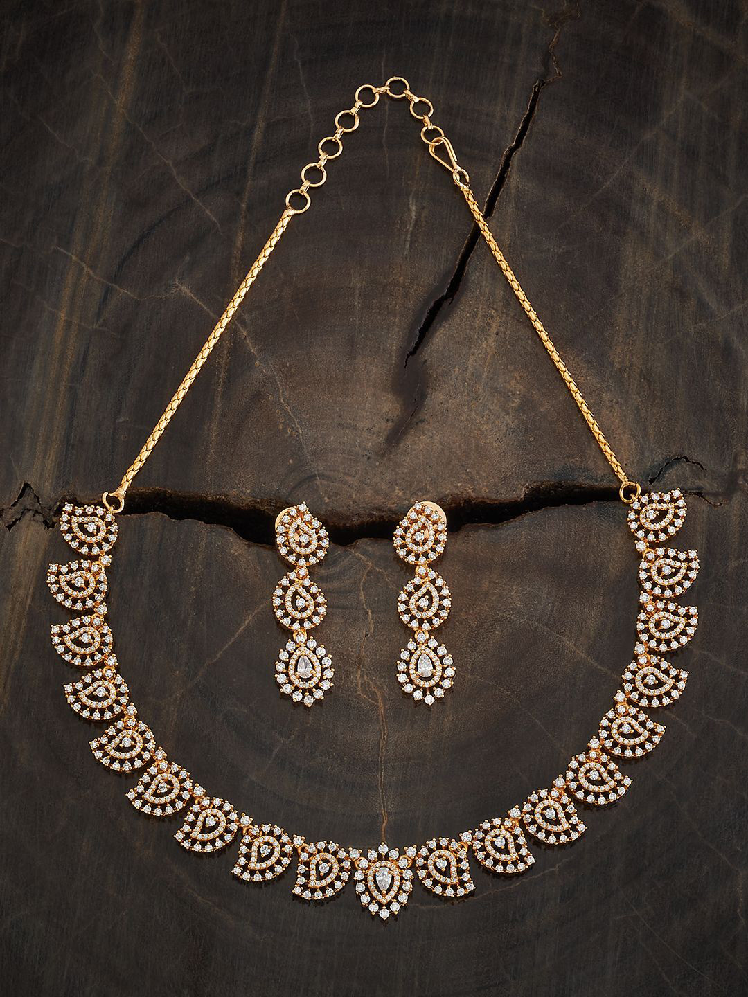 

Kushal's Fashion Jewellery Gold-Plated CZ-Studded Jewellery Set