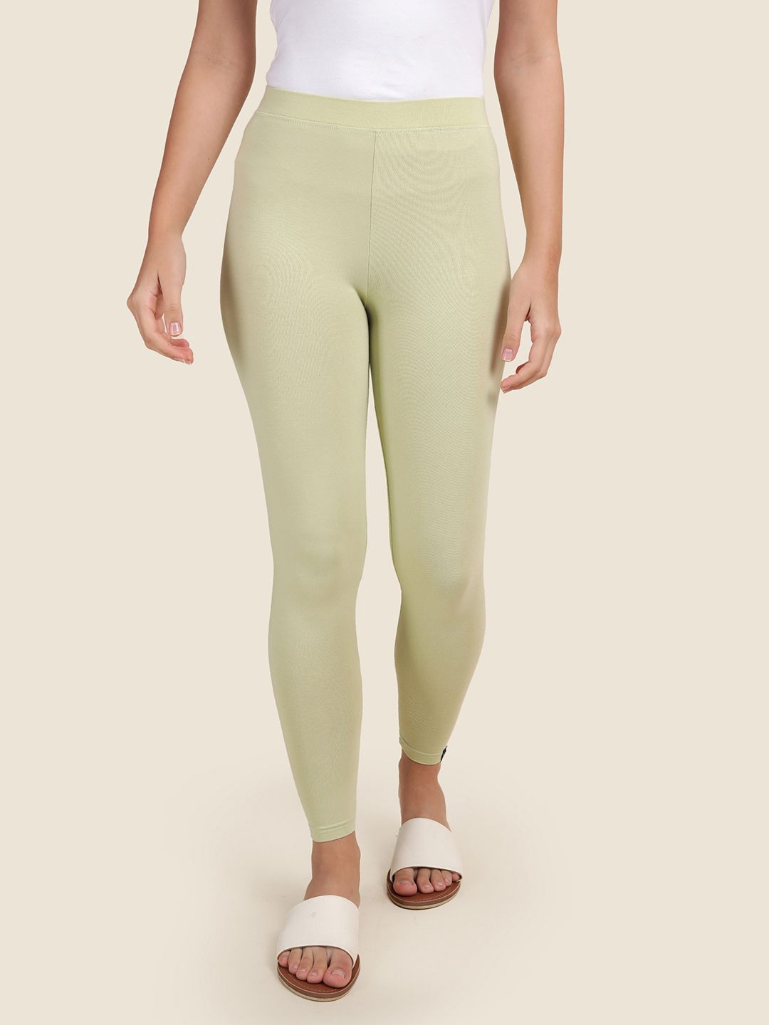 

TWIN BIRDS Women Solid Super Stretch Viscose Ankle Length Leggings, Green