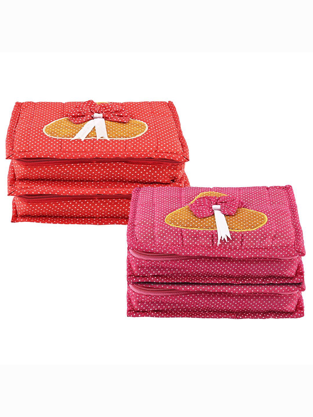 

Kuber Industries Pink & Red 4 Pieces Printed Wardrobe Multi-Utility Organisers