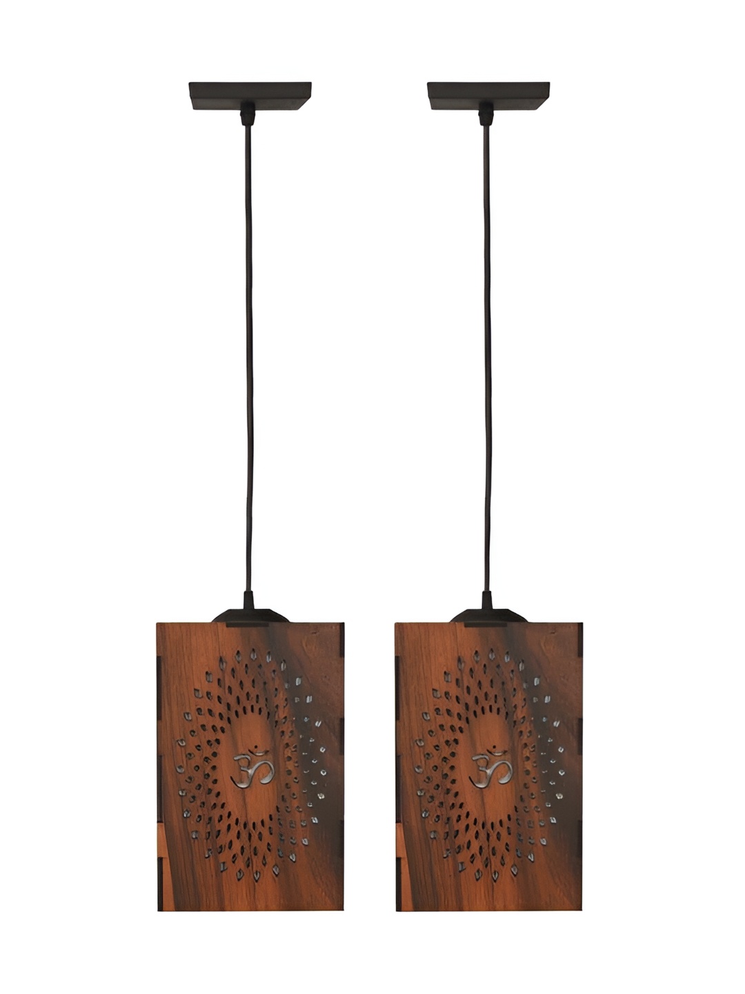 

Afast Black & Brown 2 Pieces Textured Traditional Wooden Rectangle Ceiling Lamp