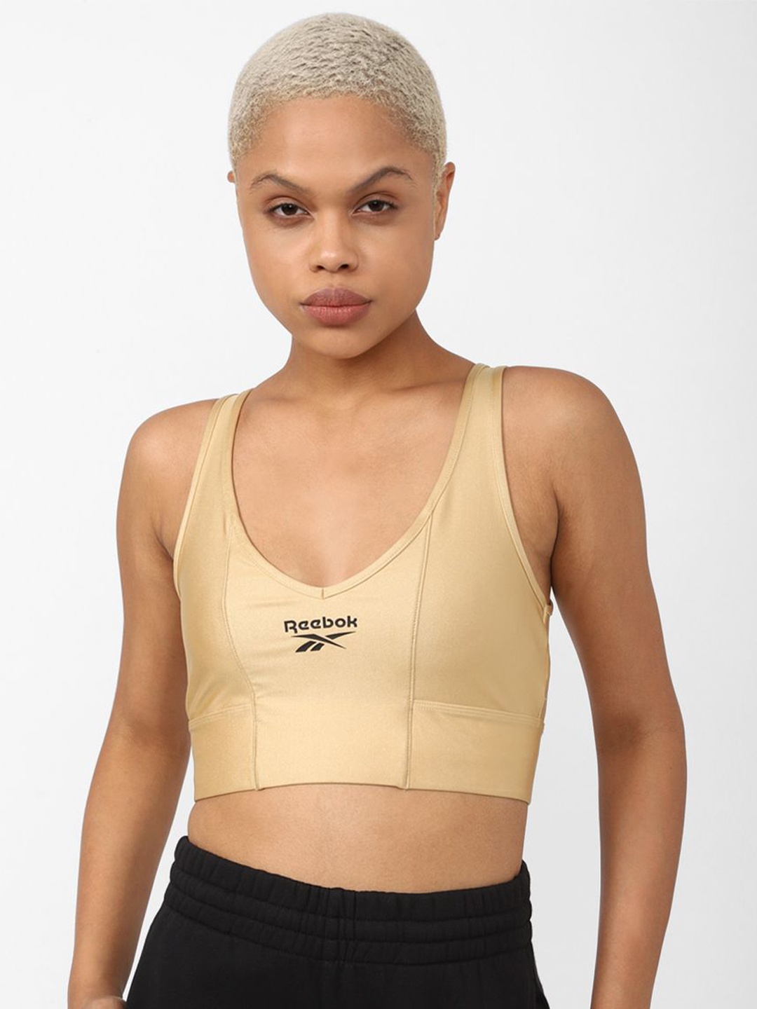 

Reebok Logo Printed Womens WW Bra, Beige