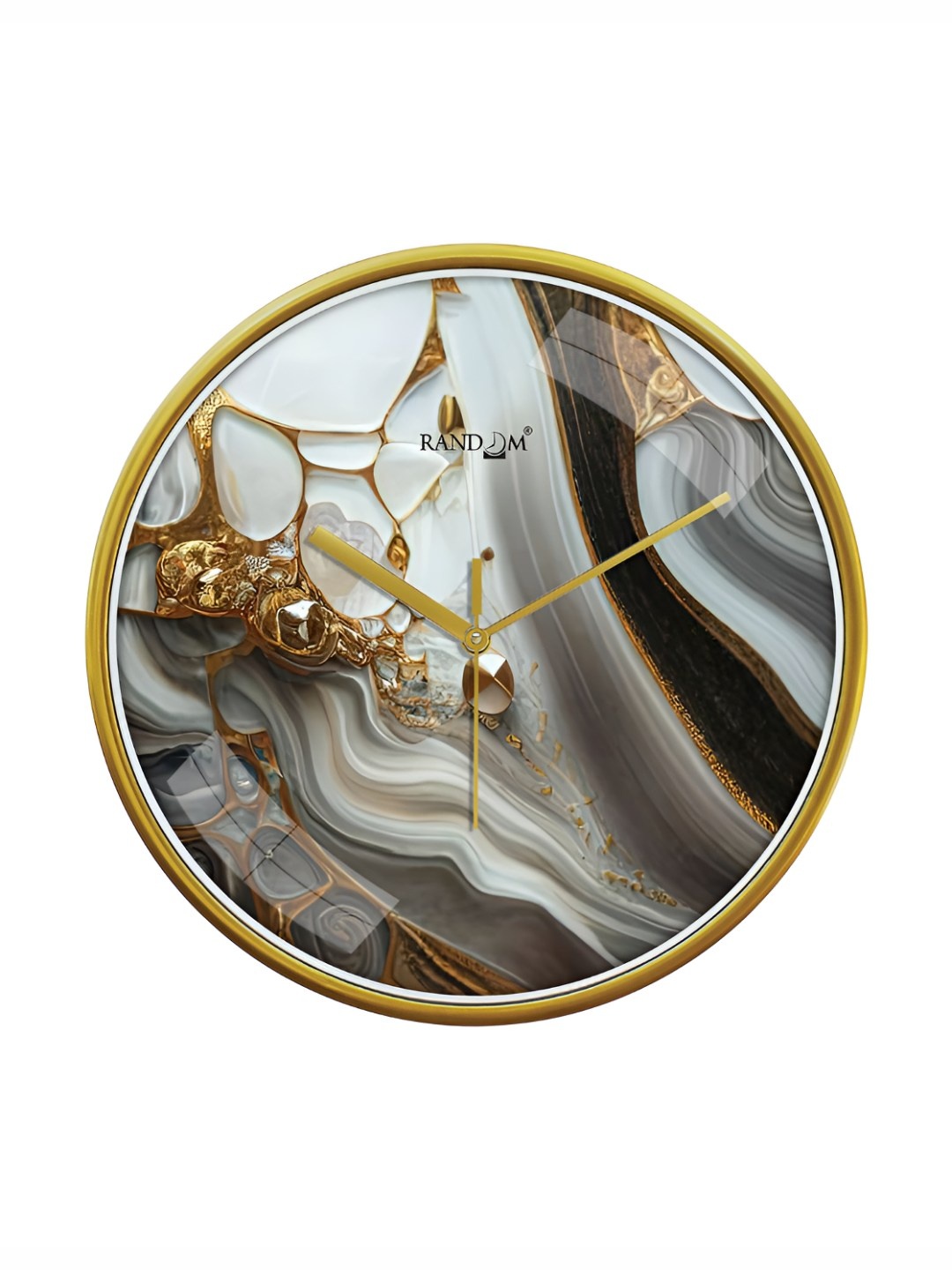 

RANDOM Printed Round Shaped Sweep Silent Movement Contemporary Wall Clock, Gold