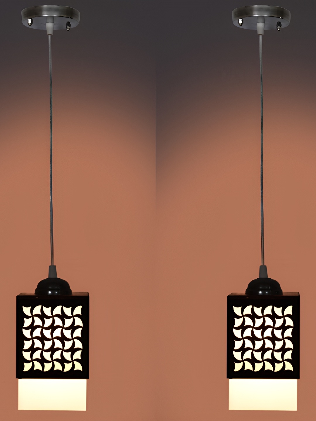 

Afast Black & White 2 Pieces Contemporary Wooden Textured Ceiling Lamps