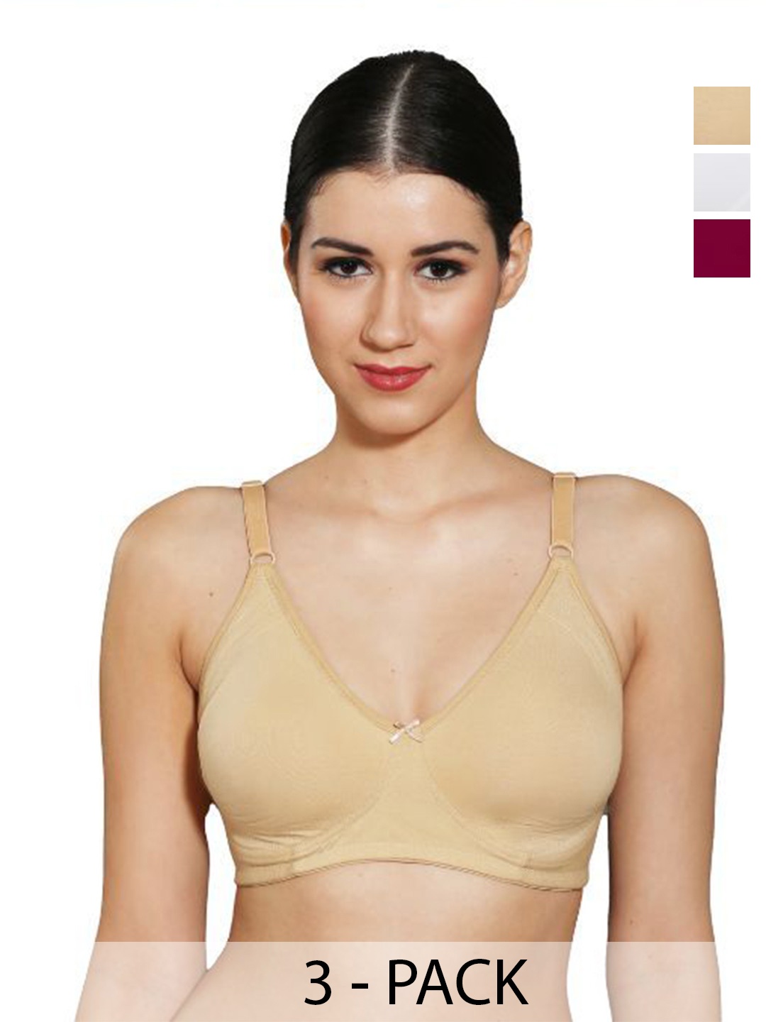 

INGRID Women Everyday Non Padded Adjustable Straps Cotton Tshirt Style Bras, Maroon