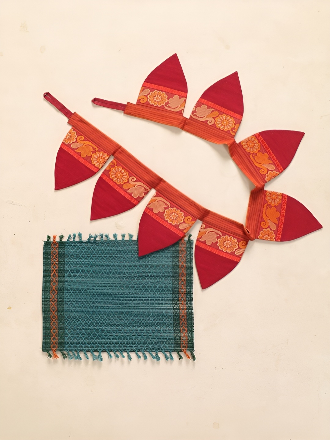 

Peepul Tree Maroon & Orange 2 Pieces Toran & Aasan Festive Decor