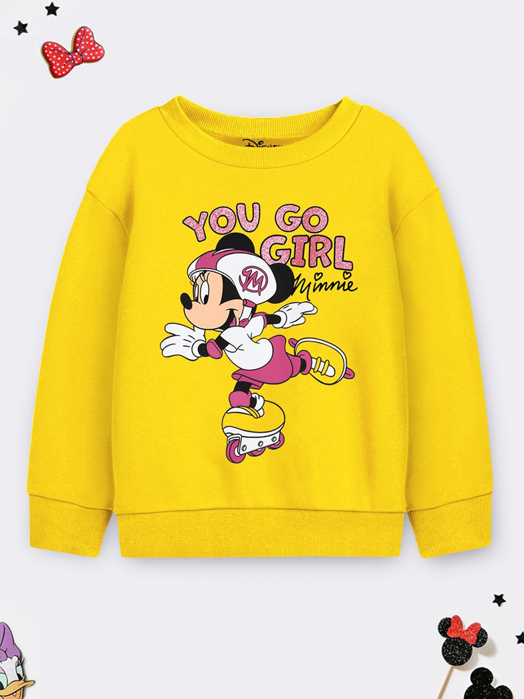 

YK Disney Girls Graphic Printed Round Neck Sweatshirt, Yellow