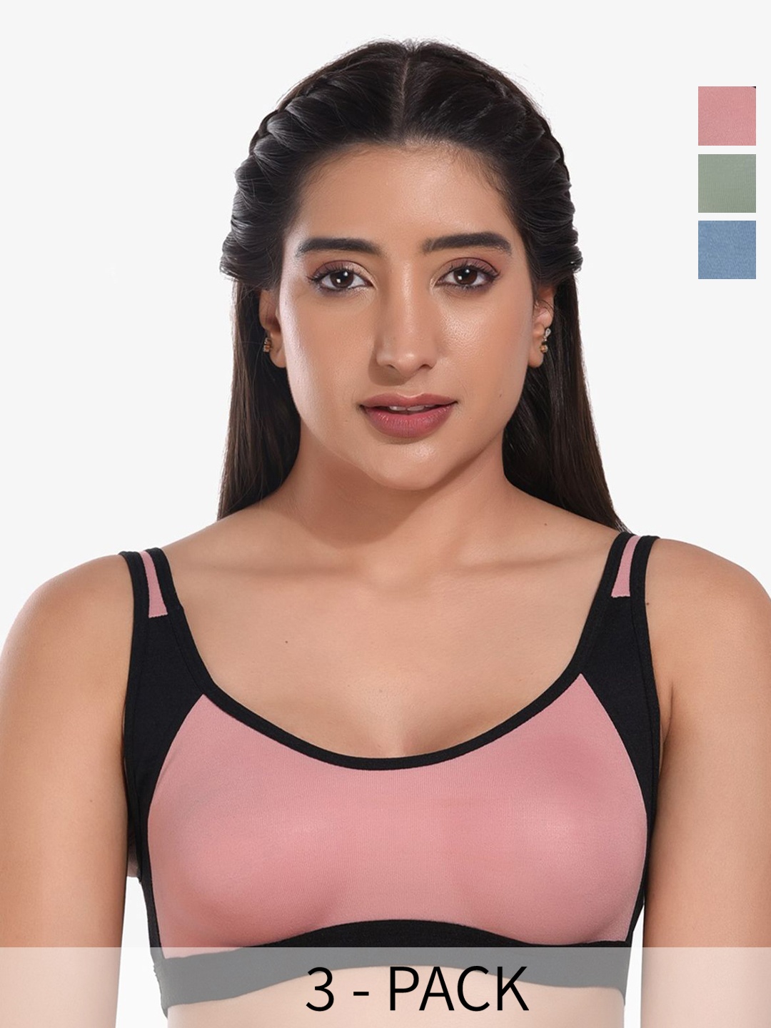 

CANNY FIT Colourblocked Bra Full Coverage, Black