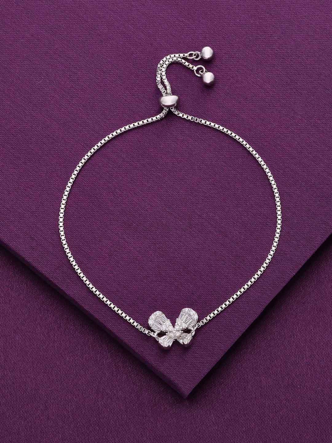 

KAI JEWEL 92.5 Sterling Silver Cubic Zirconia Rhodium-Plated Charm Bracelet