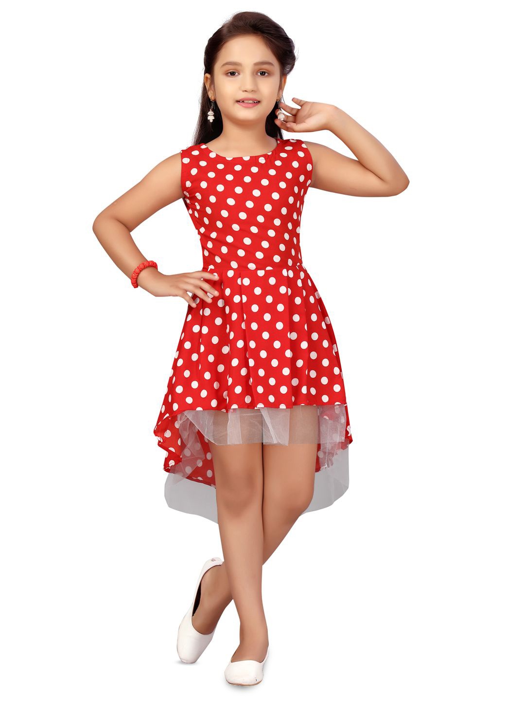 

BAESD Polka Dot Print Fit & Flare Dress, Red