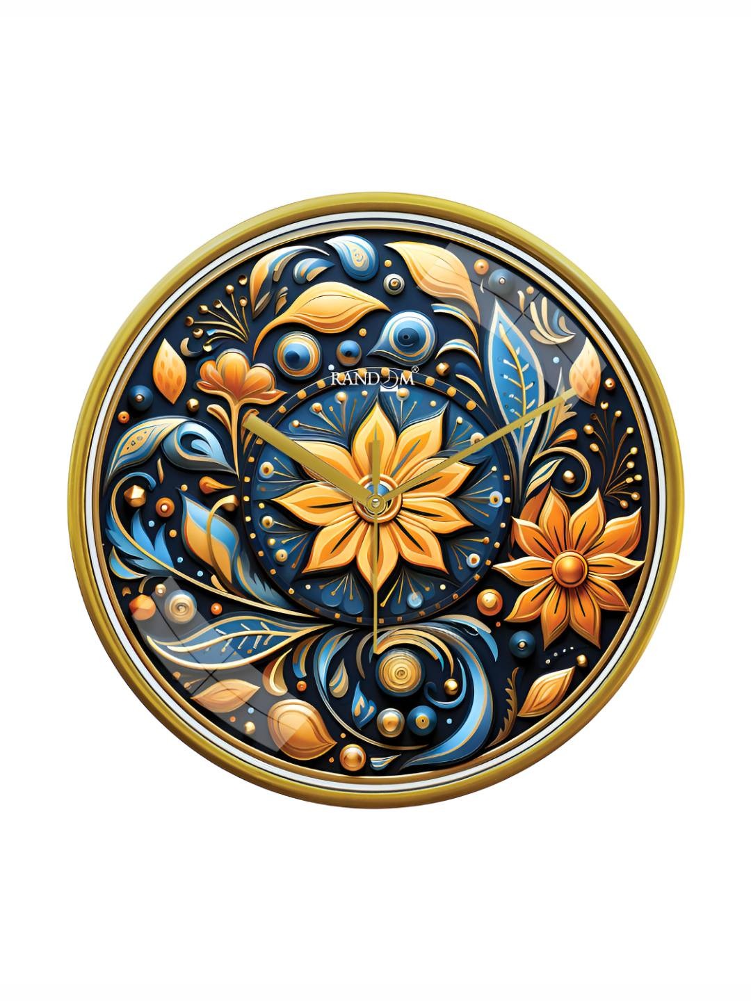 

RANDOM Printed Round Shaped Sweep Silent Movement Contemporary Wall Clock, Gold