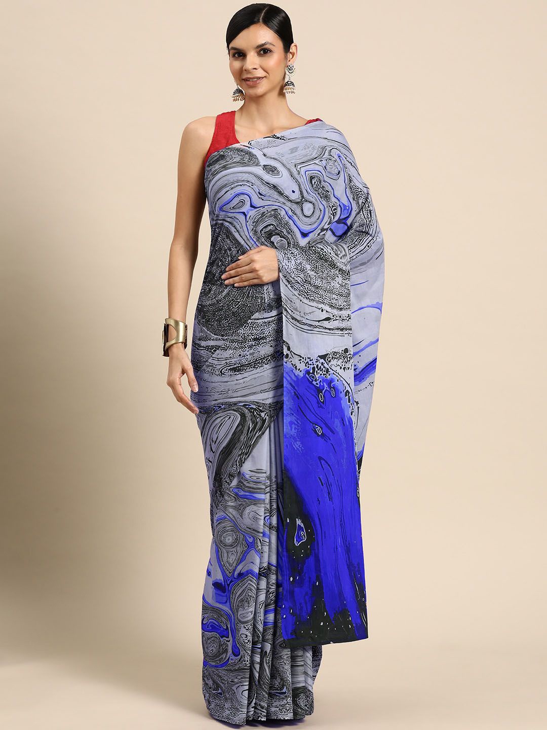 

BUTA BUTI Pure Cotton Saree, Blue