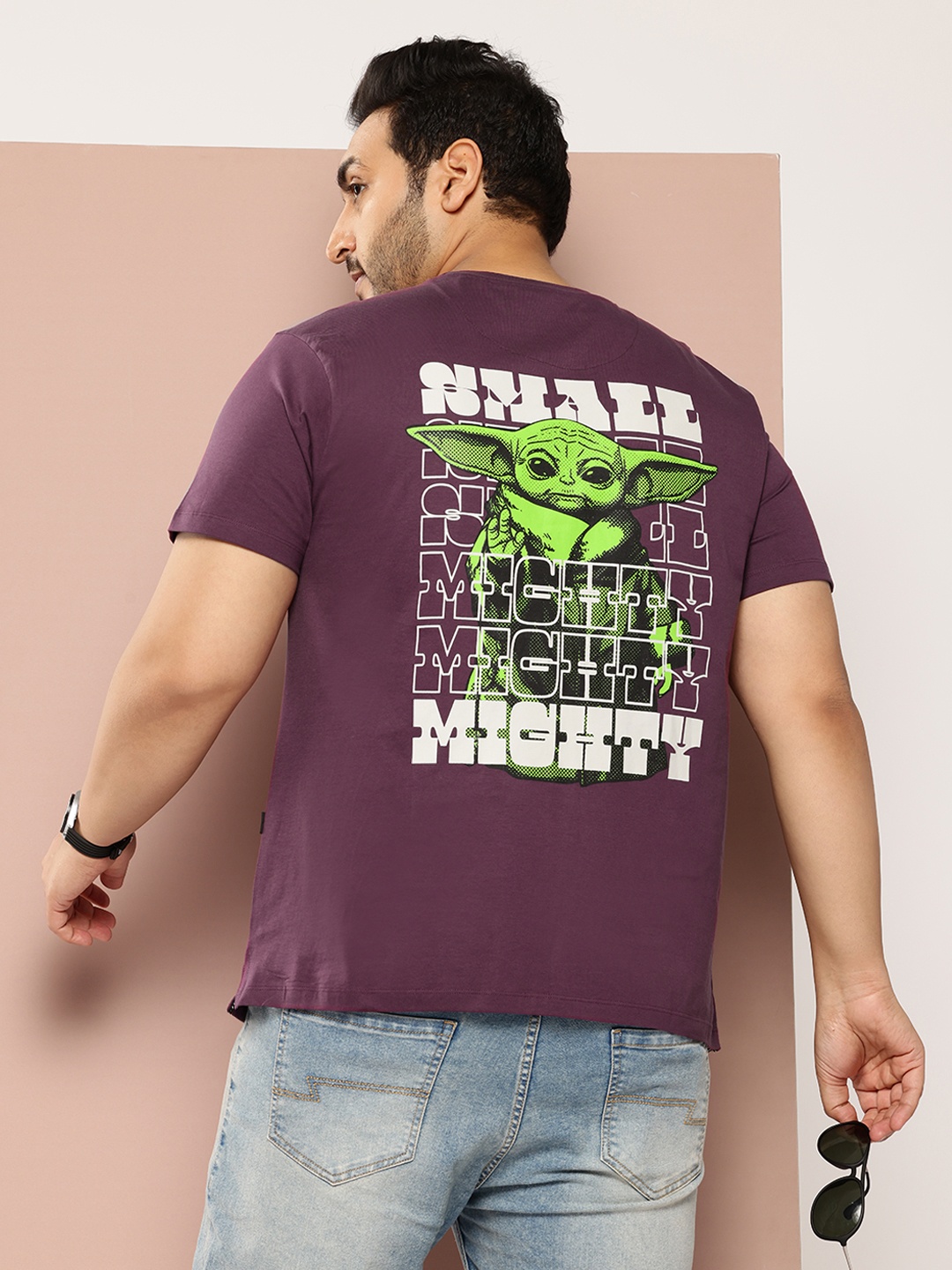 

Sztori Plus Size Typography Printed Pure Cotton T-shirt, Purple
