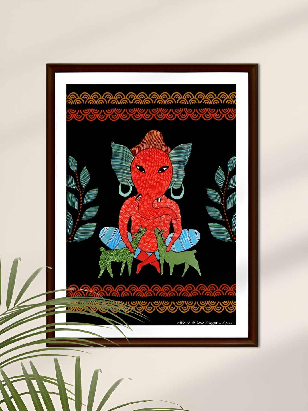 

Peepul Tree Black & Orange Art Of Forest Ganesha Religious Wall Art