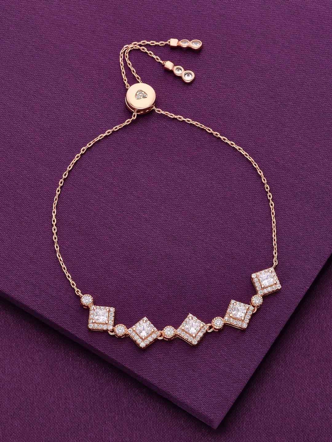 

KAI JEWEL 925 Sterling Silver Rose Gold-Plated Cubic Zirconia Studded Wraparound Bracelet