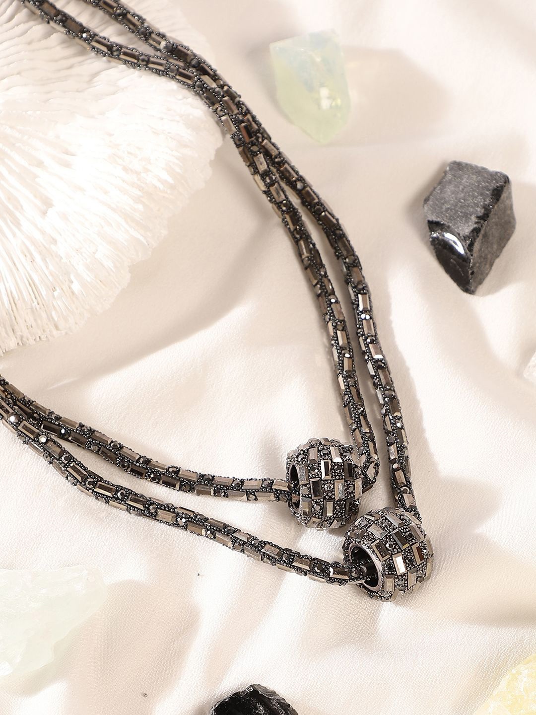 

SOHI Mirror Layered Necklace, Grey