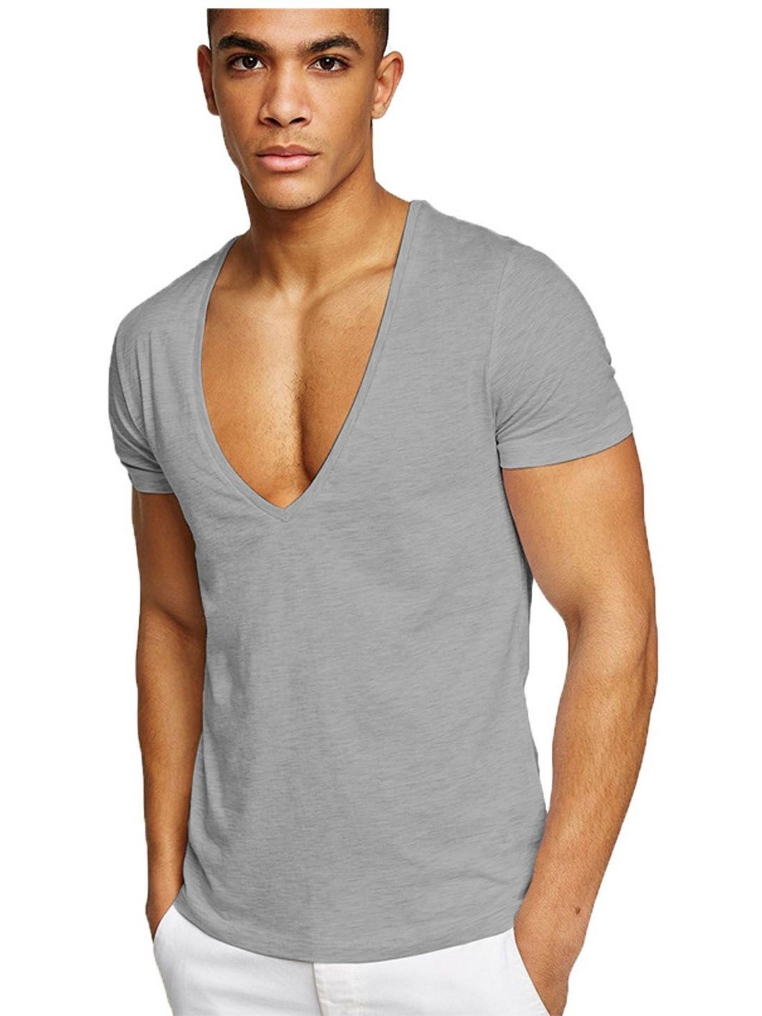 

StyleCast Men Colourblocked V-Neck Pockets T-shirt, Grey