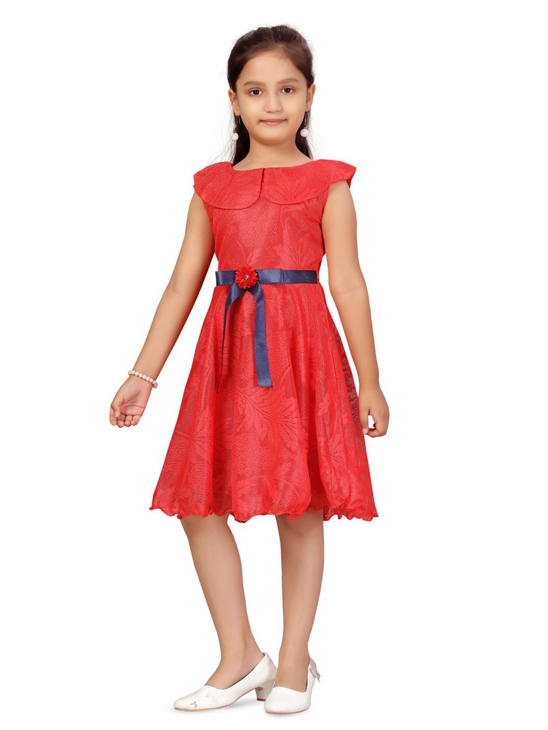 

BAESD Floral Net Fit & Flare Dress, Red