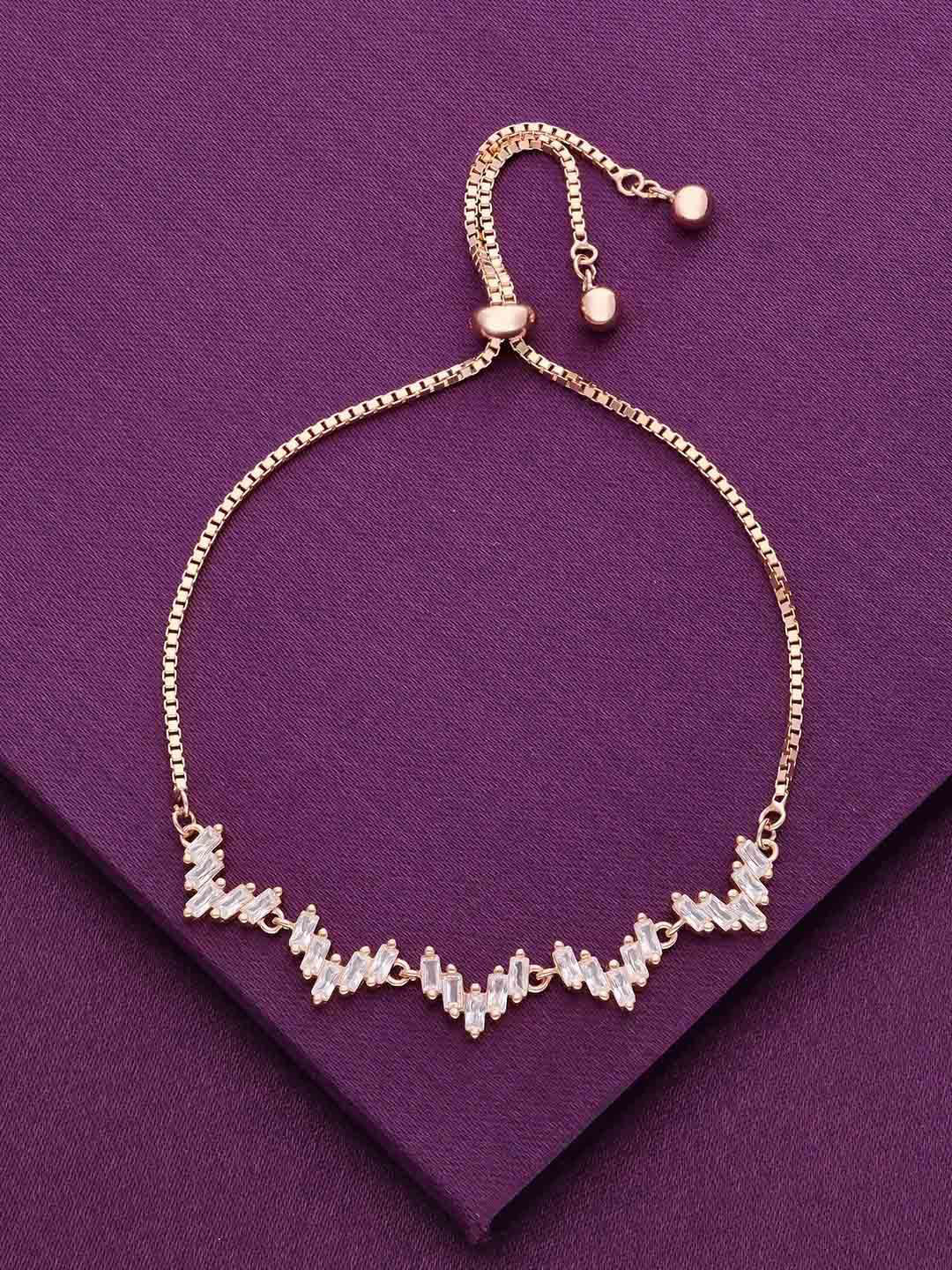 

KAI JEWEL Sterling Silver Cubic Zirconia Studded Rose Gold-Plated Wraparound Bracelet