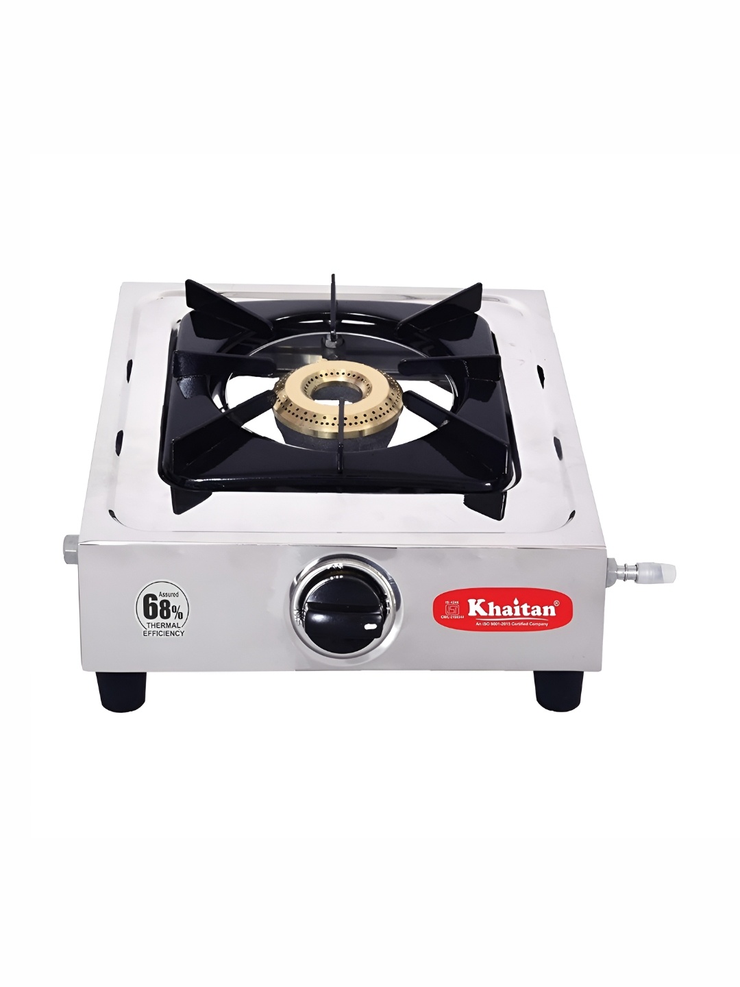 

Khaitan Grey & Black Stainless Steel 1 Burner Manual Gas Stove, Silver