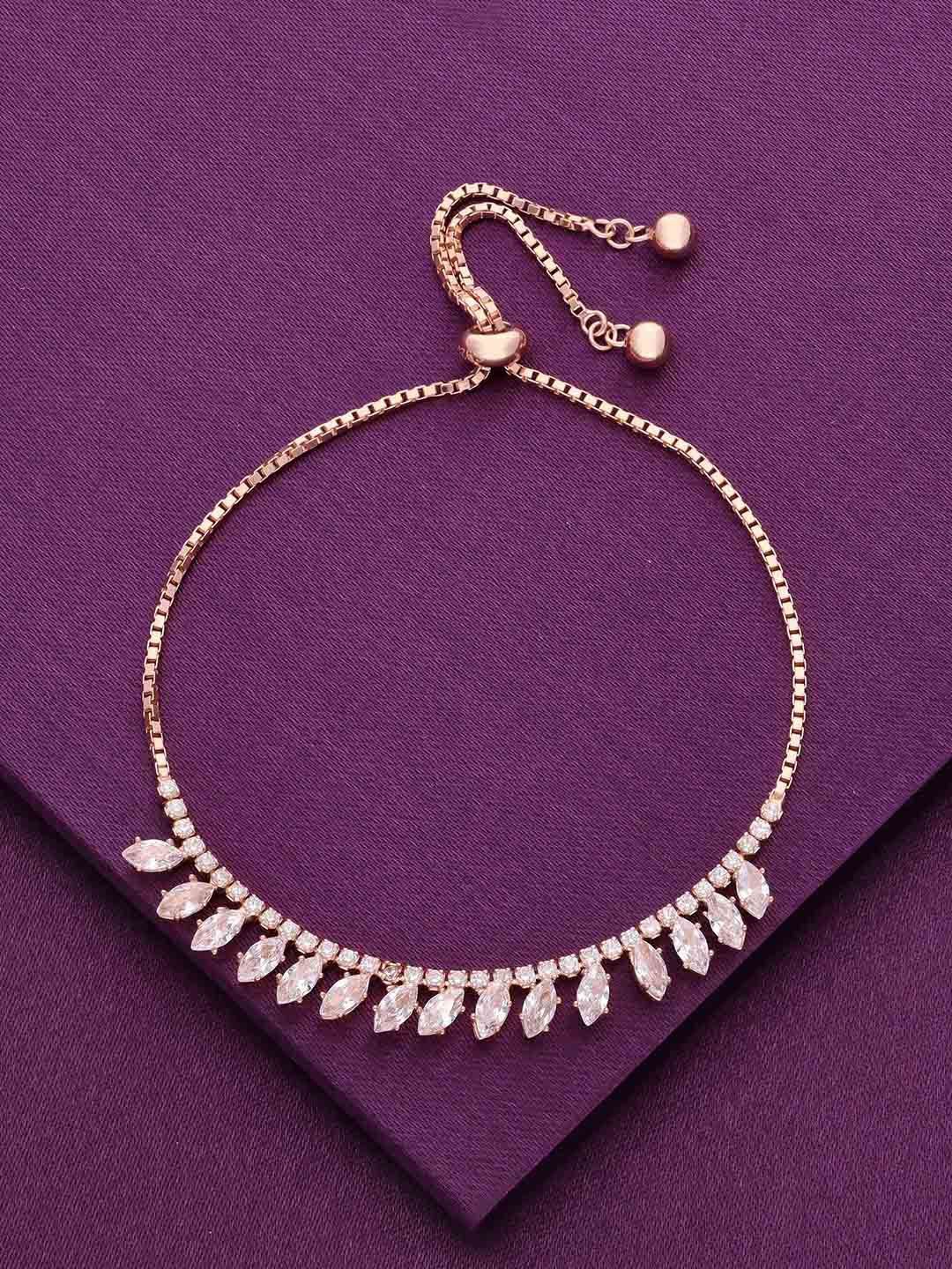 

KAI JEWEL Rose Gold Plated 92.5 Sterling Silver Cubic Zirconia Wraparound Bracelet