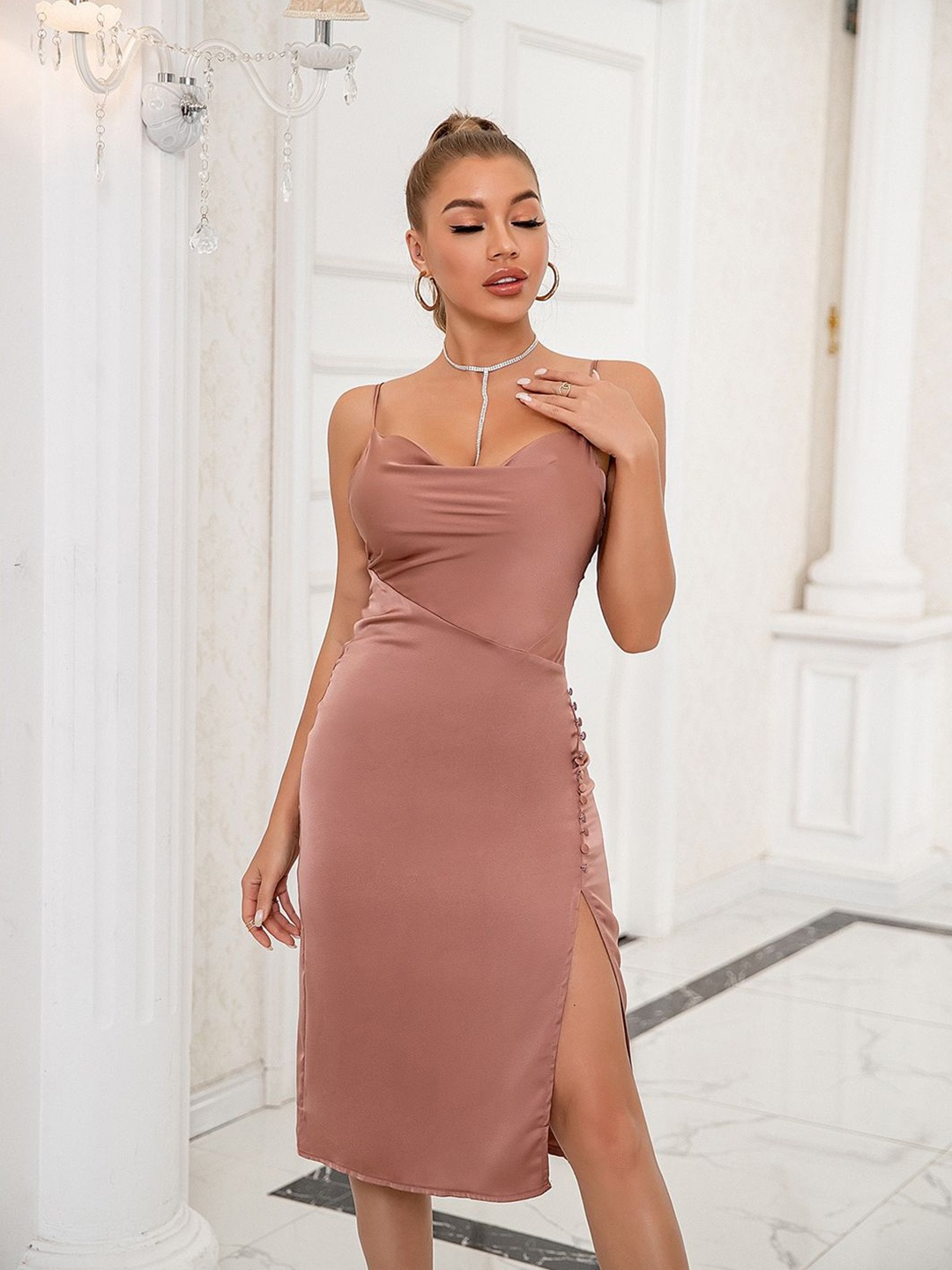 

StyleCast Bodycon Midi Dress, Coffee brown