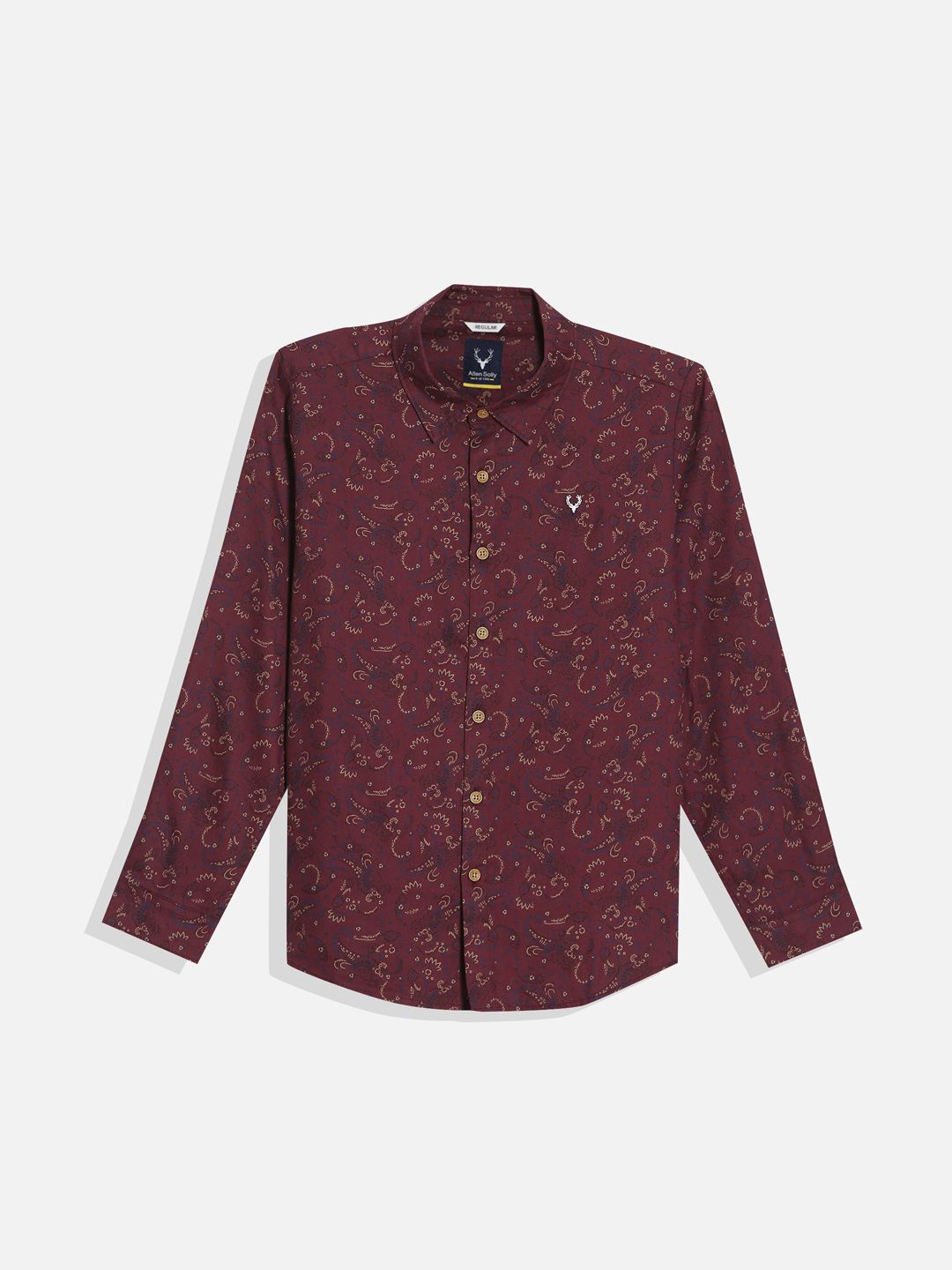 

Allen Solly Junior Boys Spread Collar Floral Printed Cotton Casual Shirt, Maroon